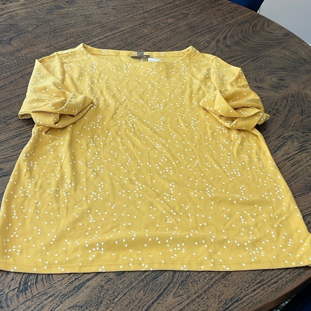 Yellow Women's Top with White Stars